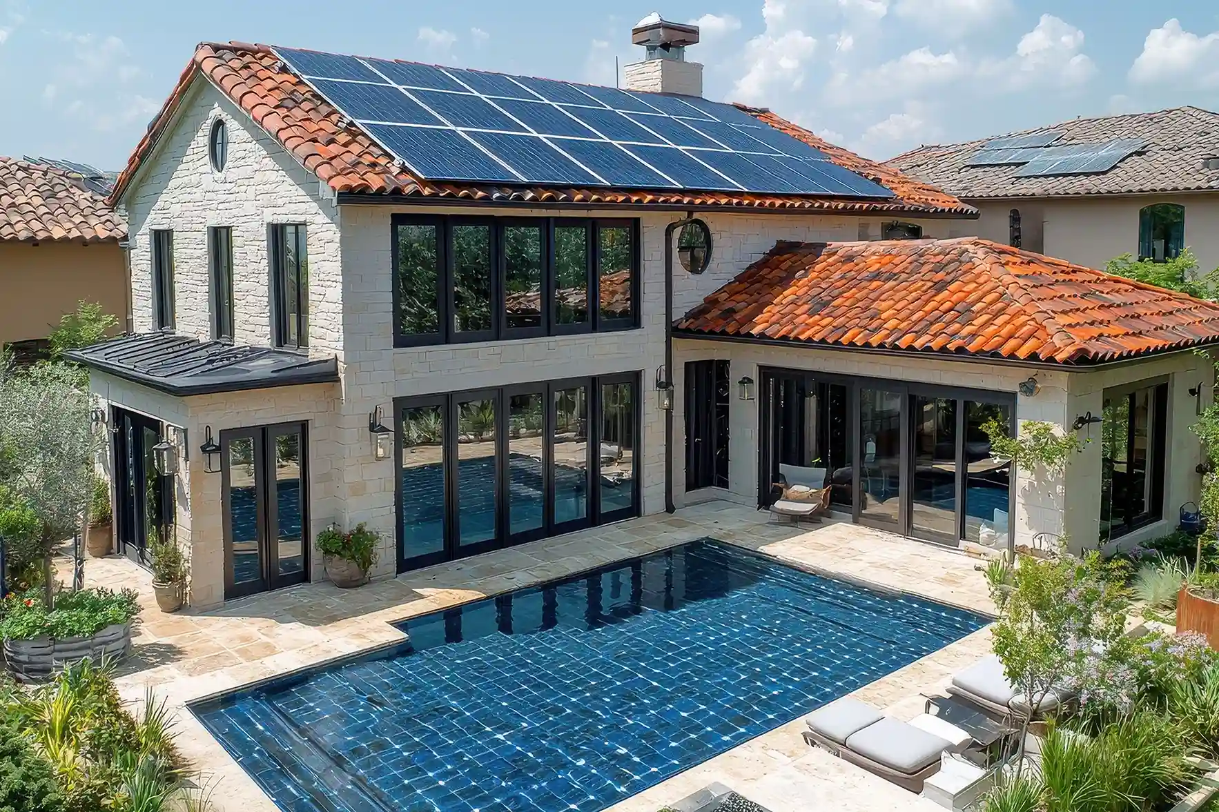 panneaux solaires sur toiture d'une maison