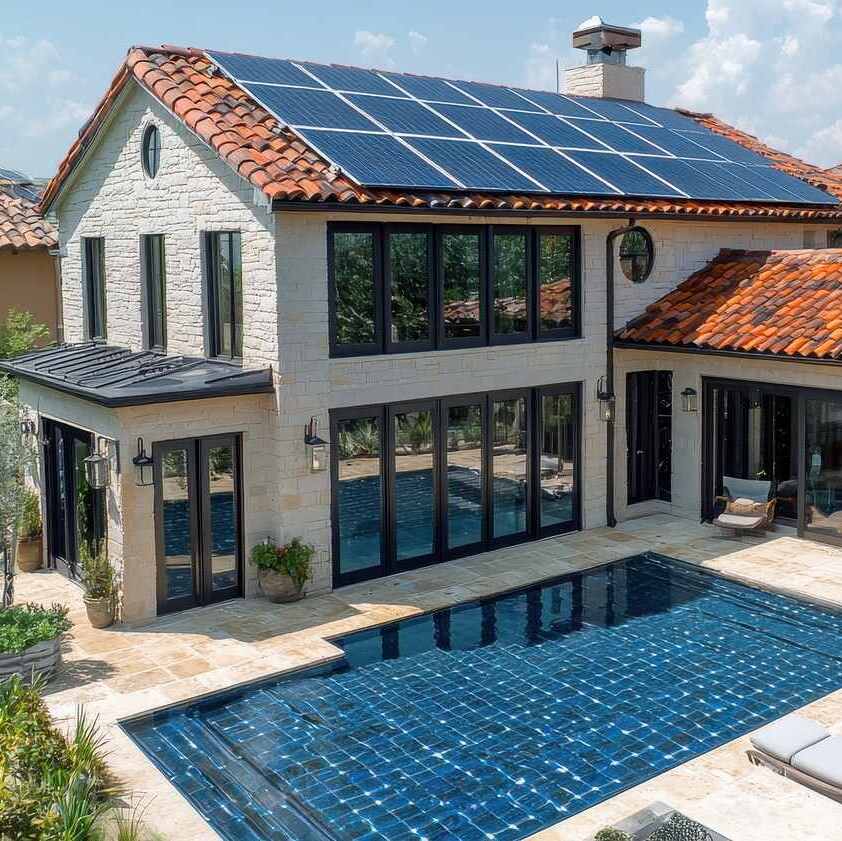Installation panneaux solaires sur toit de maison individuelle